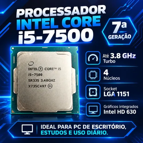Processador Intel Core i5-7500 7ª Geração 3.8GHz 4 Núcleos LGA1151 Gráficos Integrados