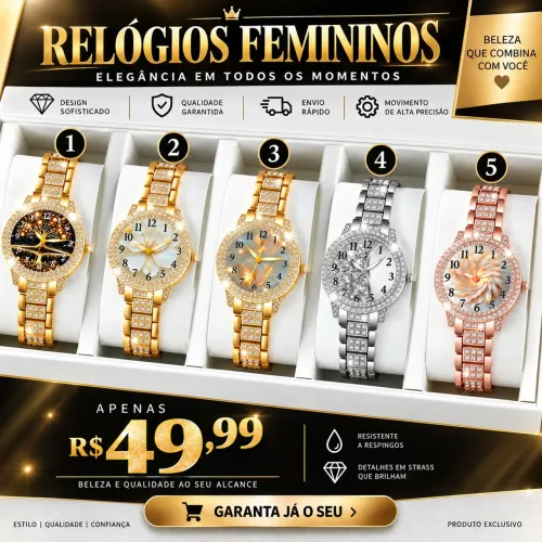 Relógio com strass elegante
