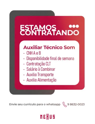 Vaga Auxiliar Técnico de som