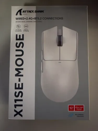 Mouse para jogos sem fio ultraleve Attack Shark X11se - branco