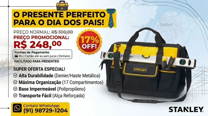 Bolsa de Ferramentas Stanley 19" Reforçada - Presente Dia dos Pais (Até 4x Sem Juros)