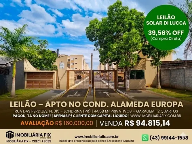 ? LONDRINA - LEILÃO: Pagou, Tá no Nome! Apto no Paraíso