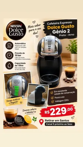 Cafeteira Expresso Dolce Gusto Genio 2 Arno Preta - 220V