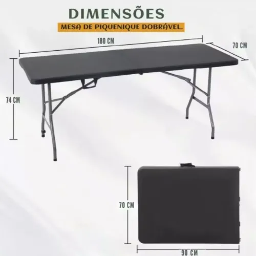 Mesa dobrável 180x70cm nova 