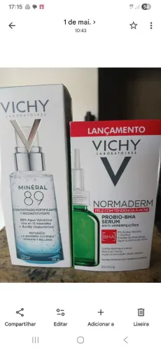 Serum anti-imperfeições vichy +hidratante mineral 89