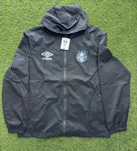 Jaqueta Grêmio Preta Corta Vento com Capuz