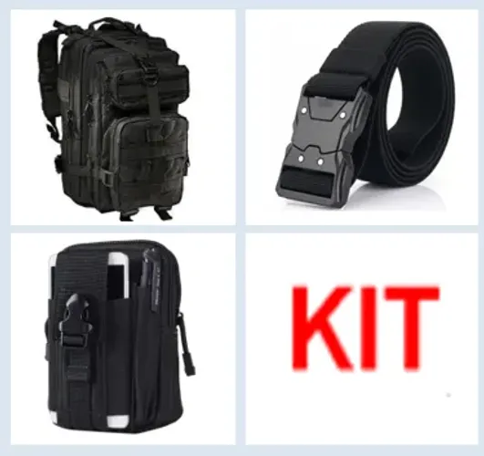 Kit ( Mochila 30 Litros + Porta treco + Cinto ) Tático Militar z1476