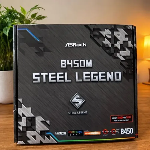 Placa mãe B450M Steel Legend completa na caixa Rayzen DDR4