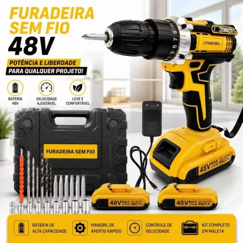 PARAFUSADEIRA PROFISSIONAL 48V - KIT COMPLETO