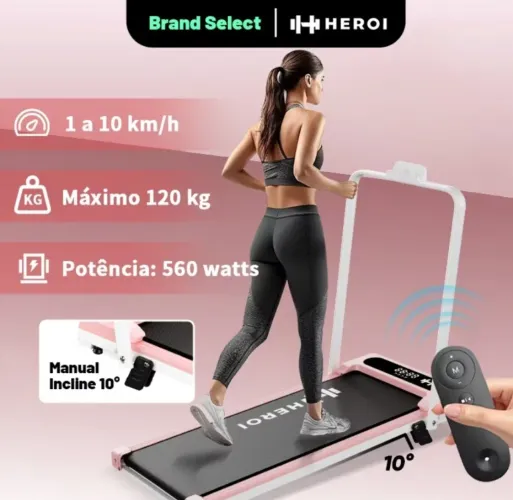 Esteira Heroi Rosa com controle NOVA
