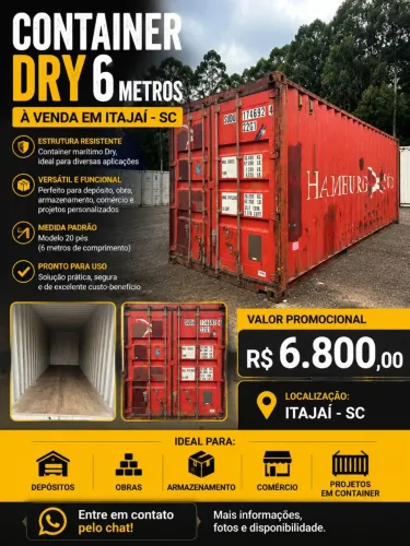 Container Dry 6 Metros à Venda em Itajaí - Pronta Entrega