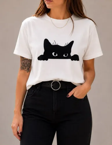 T-shirt Feminina Tamanho único Padrão Veste P-M confortavelmente