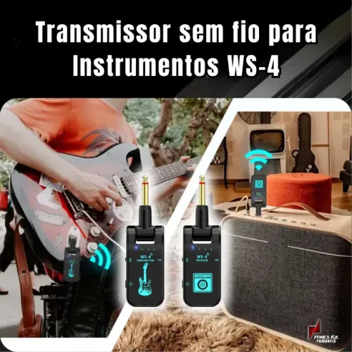 TRANSMISSOR SEM FIO PARA INSTRUMENTO WS-4 Guitarra,baixo,violão - Retorno monitor de palco