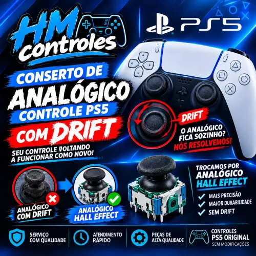 Analógicos hall Effect controle PS5 PS4