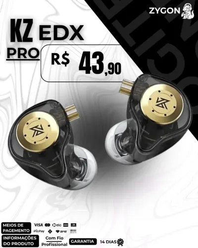 [NOVO] Fone de Ouvido KZ EDX PRO Profissional - Garantia 14 Dias