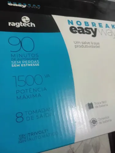 Nobreak easy way, 90 minutos de autonomia, 1500 va de potência, 8 tomadas .trivolt