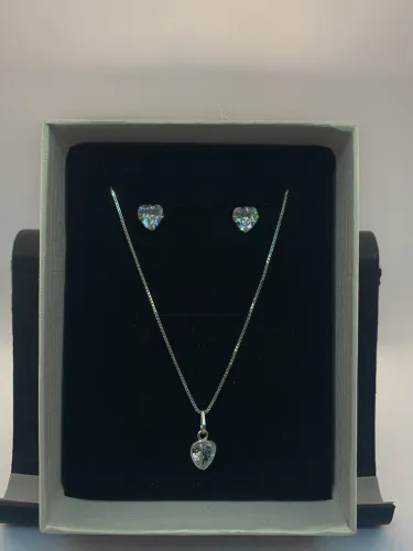 Conjunto colar cristal em prata 925