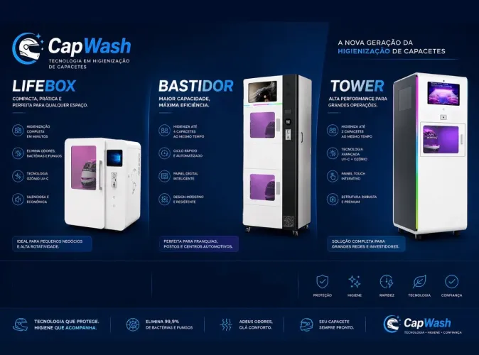 Máquina automática para lavagem de capacete 