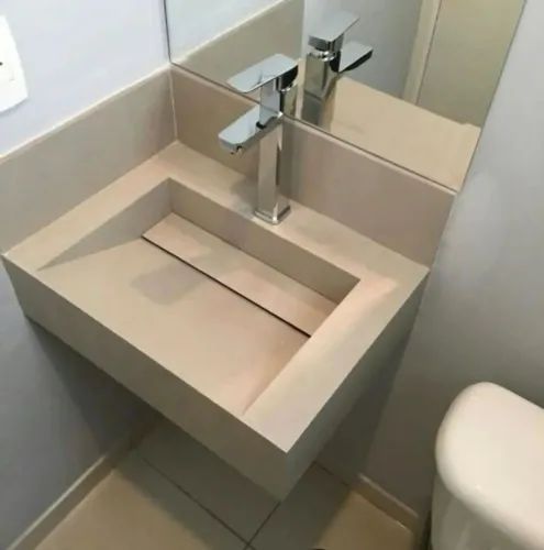 Pias esculpidas em porcelanato sob medida