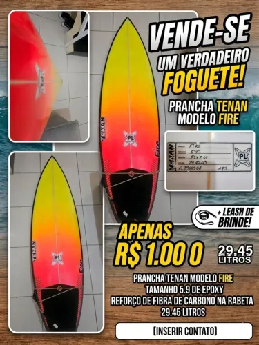 Prancha de surf tenan 5.9 FCS 2 originais epoxy 29.45litros