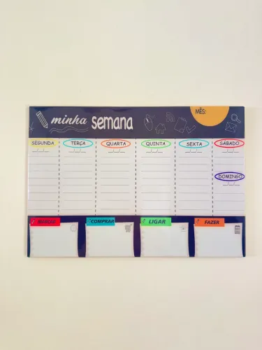 Quadro Planejador Semanal Metal + 2 Canetas