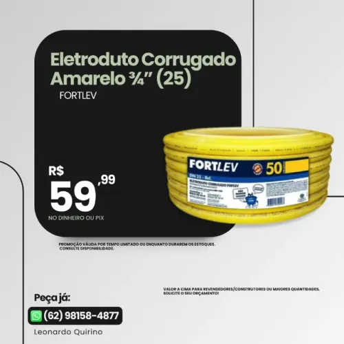 ELETRODUTO PVC CORRUGADO 3/4 AMARELO - Fortlev