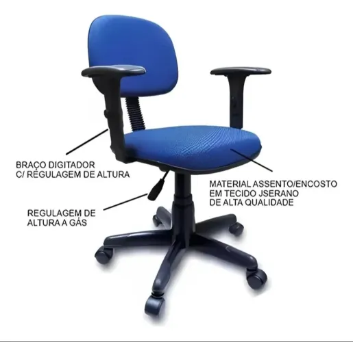 Cadeiras para escritório com apoio para braços, regulável.