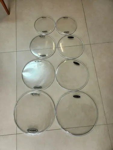 Kit de 8 Peles de Bateria Evans Americana / Odery sendo pares de 10 12 14 16