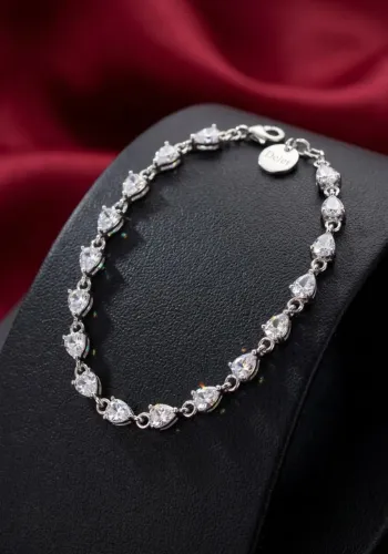 Pulseira de Prata de Lei 925 com Zircônias - Nova e Elegante!