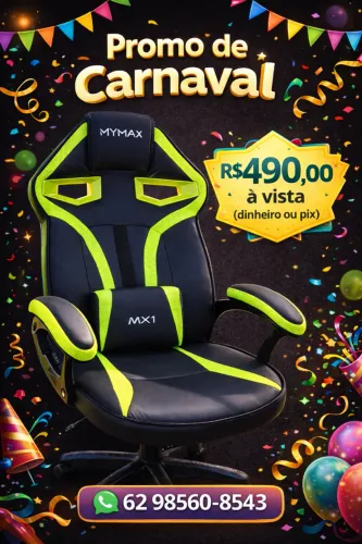 Cadeira Gamer 120KG Almofadada - Ajuste de Altura