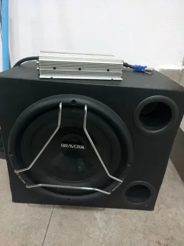 Caixa Bravox endurece 800wrms 12" + módulo Taramps ts800wrms+fusível