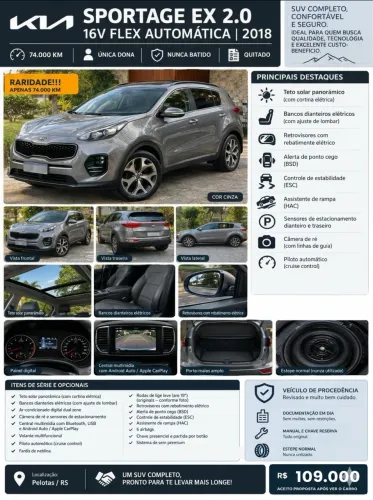 Kia Motors Sportage EX 2.0 16v/ 2.0 16V Flex Aut. 2018