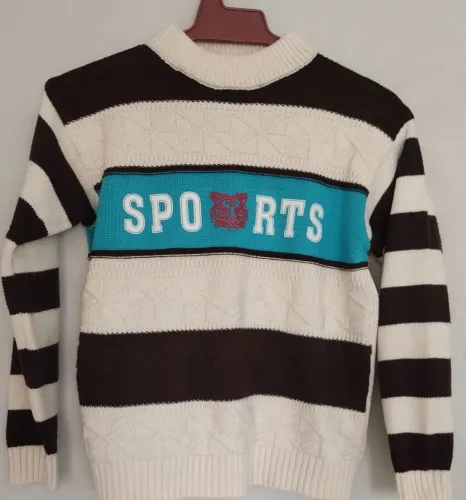 Suéter infantil off white e marrom -10 anos