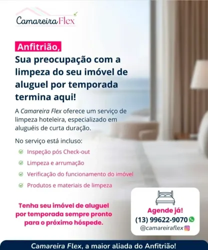 Limpeza especializada em imóveis de aluguel por temporada.