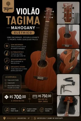 ? Violão Tagima Mahogany Eletroacústico - Excelente Estado