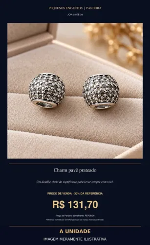 Charm pavê prateado