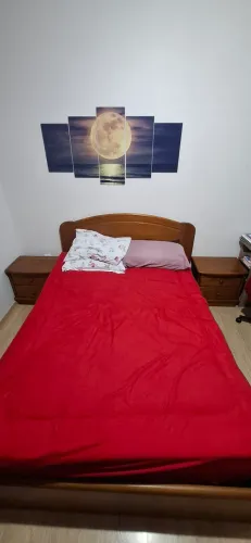 Cama de casal com 4 gavetas + 2 criados - mudos com 2 gavetas + colchão de molas molaflex.