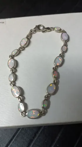 Pulseira modernista feminina de prata esterlina opala 