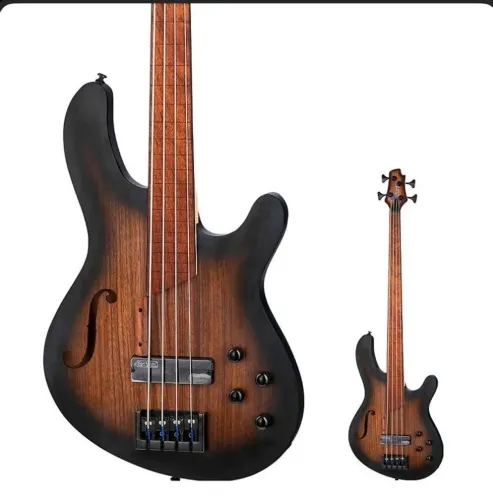 Contrabaixo Cort B4FL MHPZ Fretless 4 Cordas - Open Pore Trans Black Burst