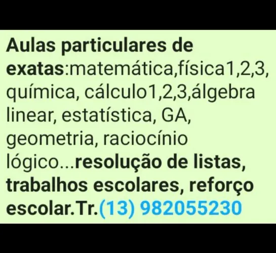 Aulas particulares de matemática, física, química em Santos/SP.
