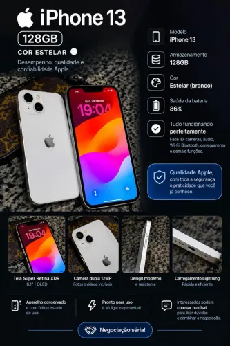 Phone 13 128GB Estelar | Bateria 86% | Tudo Funcionando!