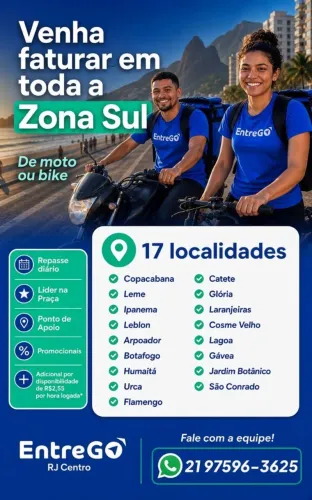 Entregadores com Moto ou Bike - Zona Sul