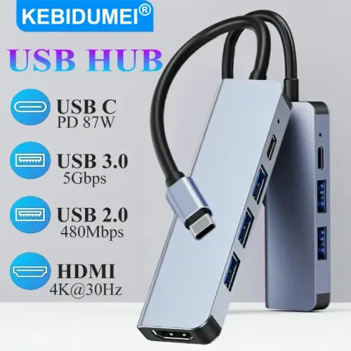 Hub USB-C 5 em 1 Adaptador Tipo C HDMI 4K PD USB 3.0 (Mobilador)