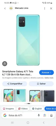 Vendo celular A71 seminovo tem a caixinha e o carregador 600,00 enteressado chamar 