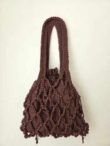Bolsa de Crochê Artesanal com Forro - Estilo Saco/Rede (Nova)