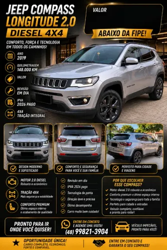 Jeep Compass Longitude 2.0 4X4 Dies. 16V Aut. 2019