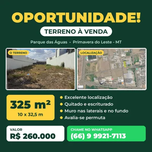Terreno - Parque das Águas - Primavera do Leste