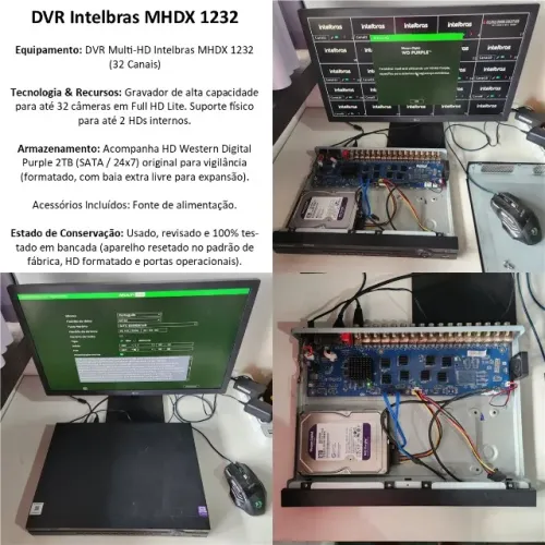 DVR Intelbras MHDX 1232 (32 Canais) + HD WD Purple 2TB - Testado e Revisado