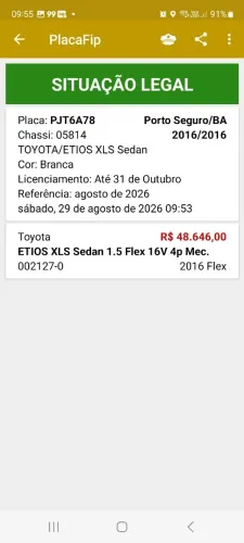 Toyota Etios XLS Sedan 1.5 Flex 16V 4P Mec. 2016