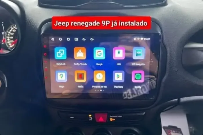 Central multimídia jeep Renegade 9P Android 4ram 32g carplay YouTube wifi Waze Netflix 